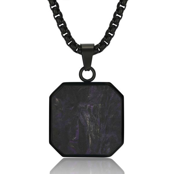 Hypoallergenic Square Bar Necklace Waterproof Forged Carton Fiber Geometric