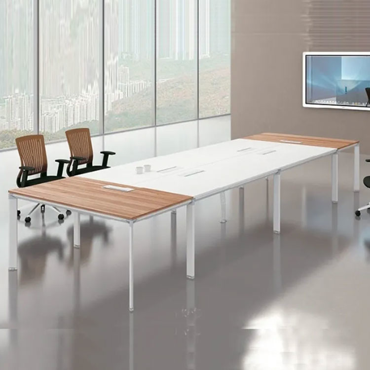 10 Person Wooden Office Conference Table Meeting Table Metallic In Boardroom