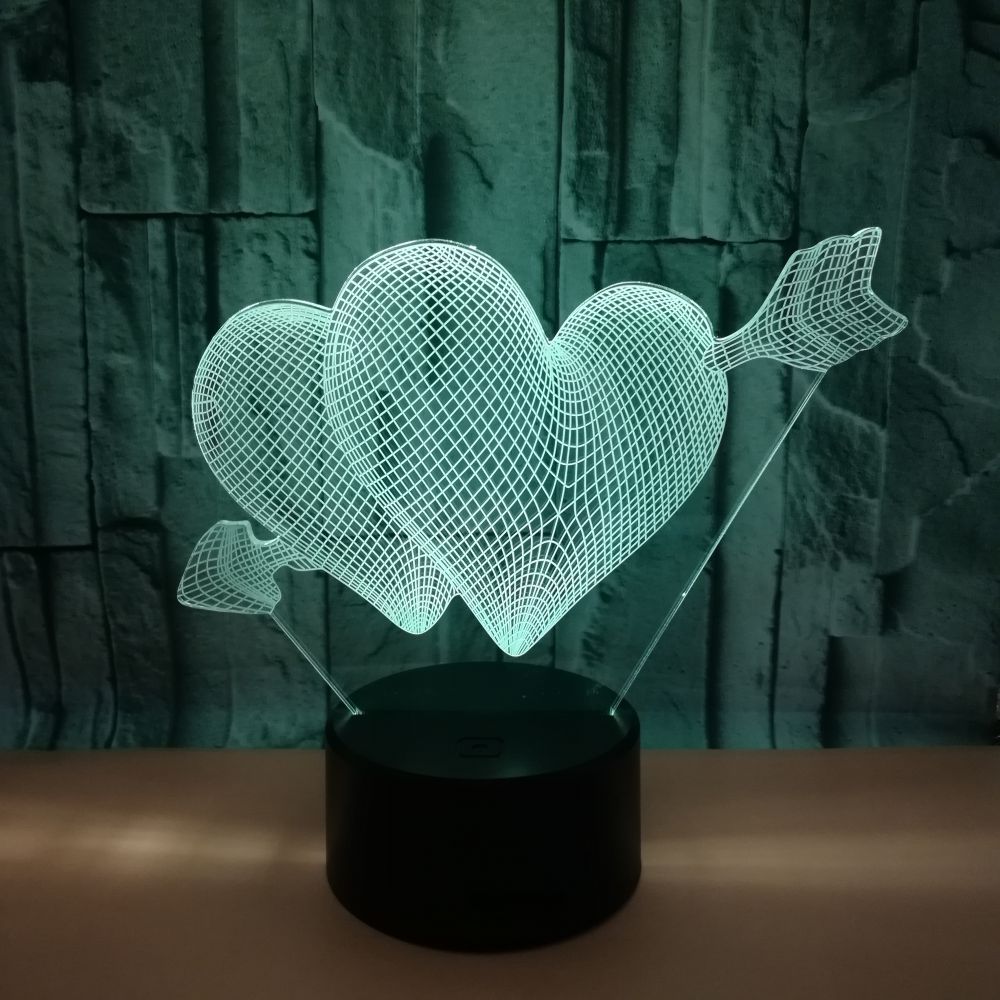 Cupid's love wedding picture Valentine's Arrow Colorful 3D night Light Acrylic Atmosphere Table Lamp Gift