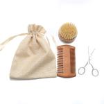 Beard Brush And Santalwood Hair Comb Set With Customized Private Logo For Men