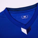 Polyester Fabric Plain Soccer Jerseys Casual Short Sleeved Blue V Neck