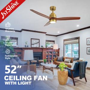 Quality Natural Wood Blade DC Motor Remote LED Ceiling Fan For Home Hotel wholesale