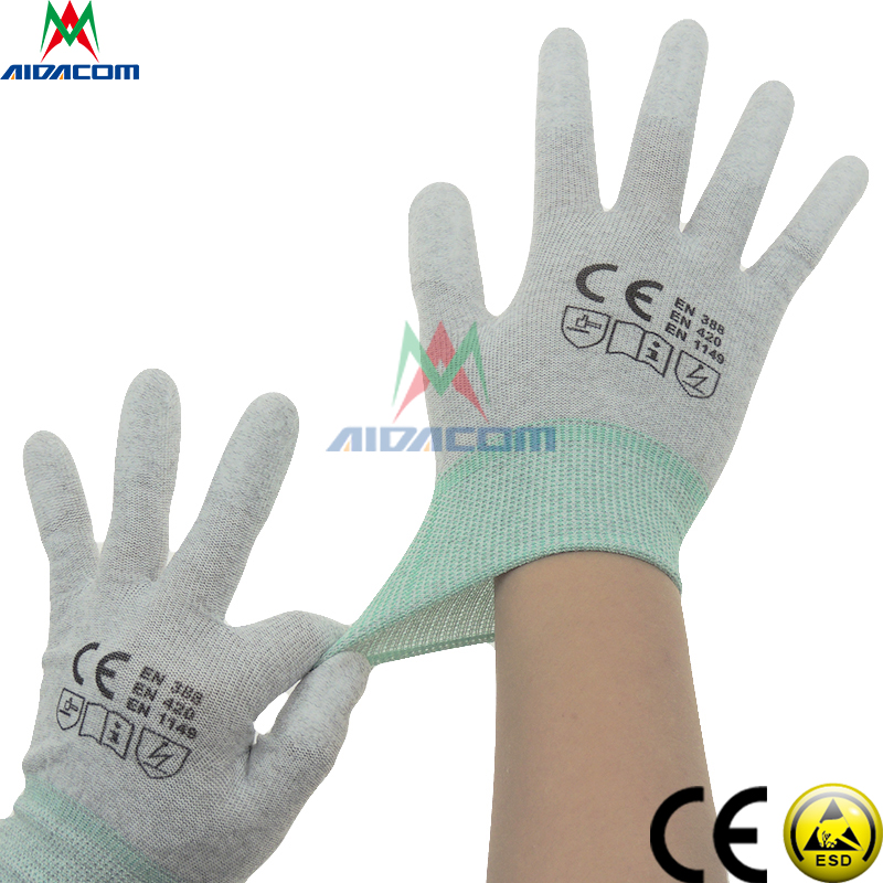 XS XXL Latex Nylon 40D PU Palm ESD Safety Gloves
