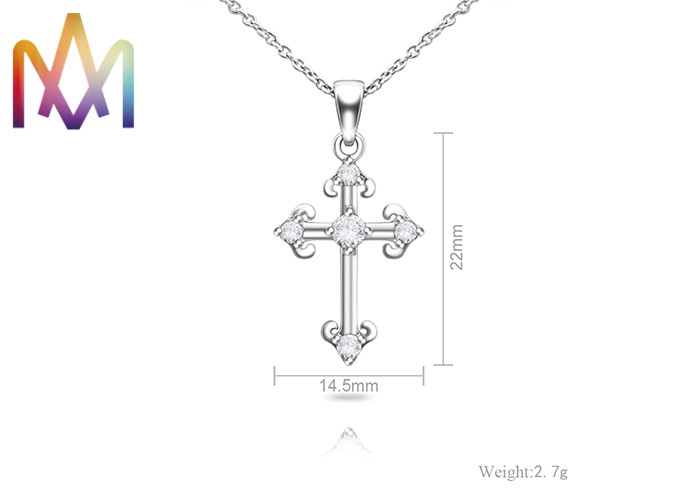 OEM ODM Cross Zircon Pendant Womens Engraved Necklace
