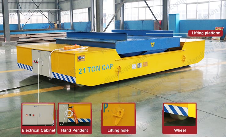 electric flat ladle transfer car with lifting table for industry material handling