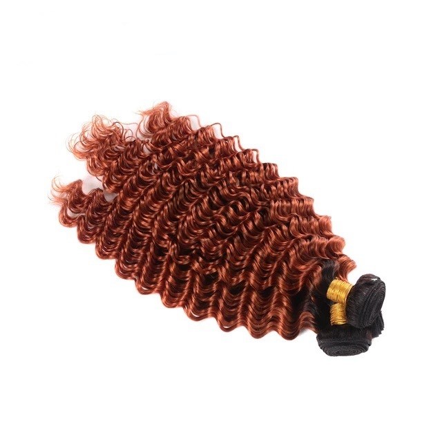 #T1B/Ginger Deep Wave Remy Human Hair Bundles Sew In Weave Bundles Brazilian Bundle Deals