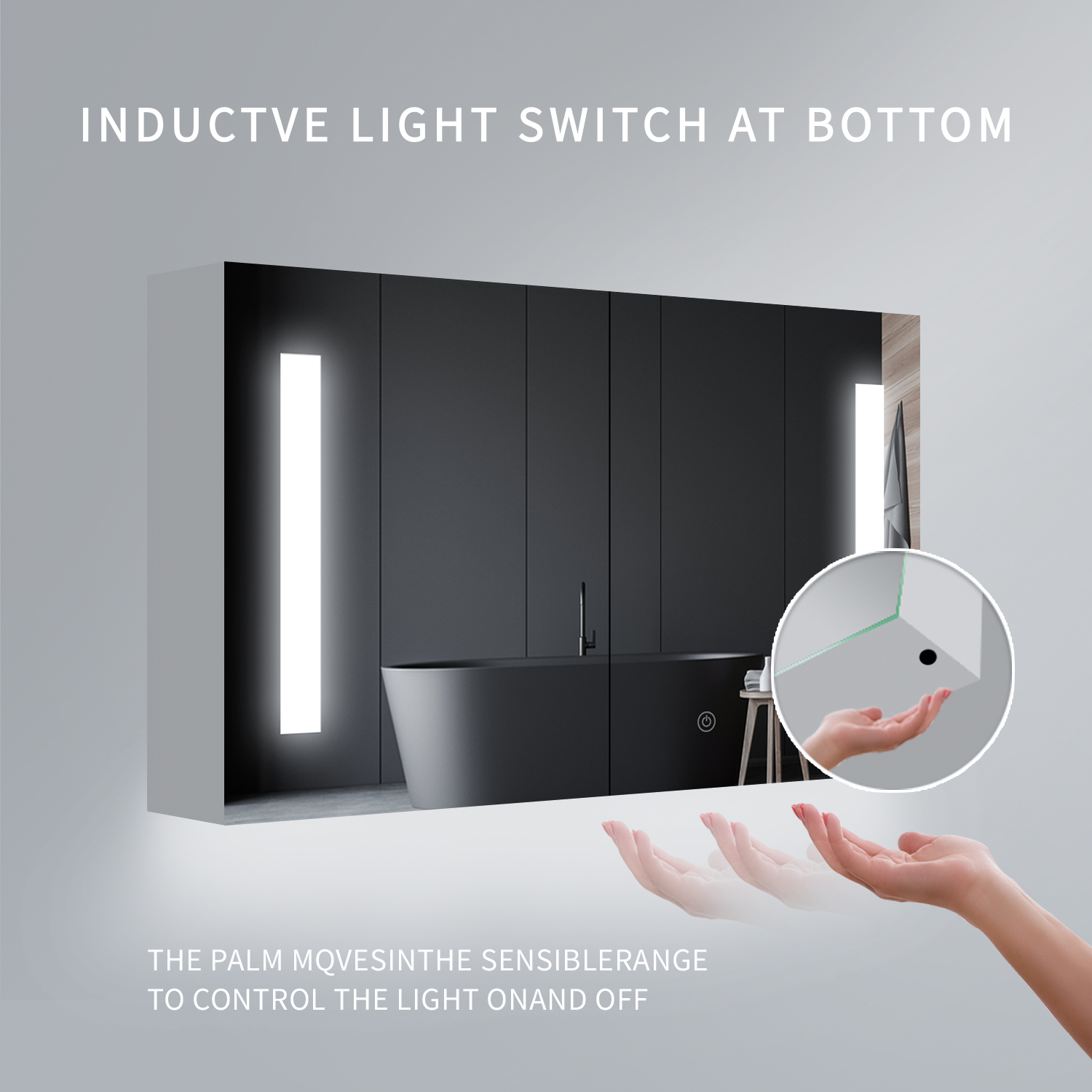 Wall Mounting Round LED Mirror Cabinet Customizable Adjustable Lighting