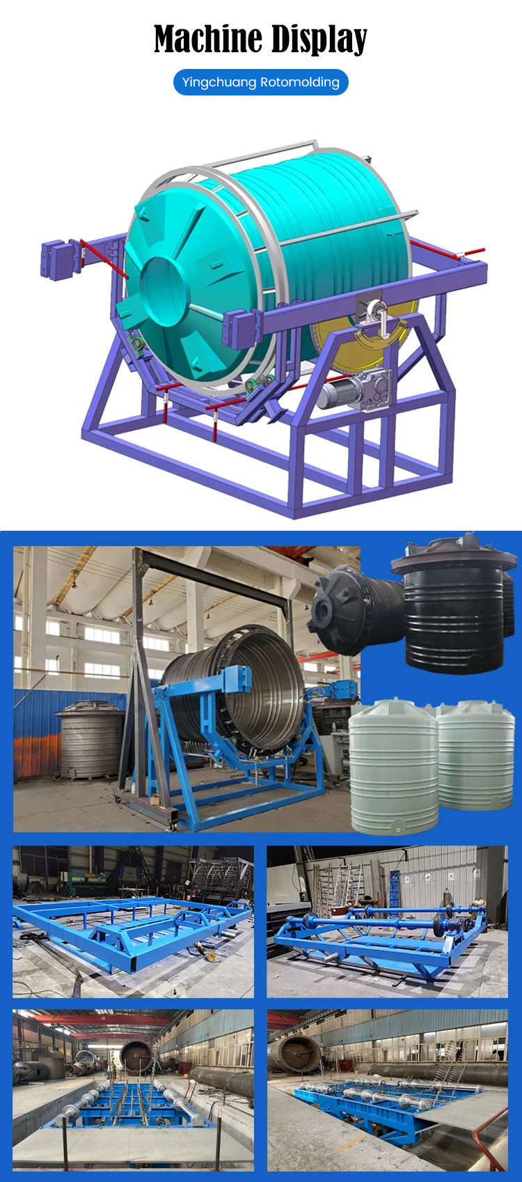 PE Plastic Rock And Roll Rotomoulding Machines For High Temperature Processing