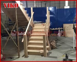 Quality Solid Wood Staircase VK65S Wooden Handrail Tread Beech ,Railing tempered glass, Handrail b eech Stringer,carbon wholesale