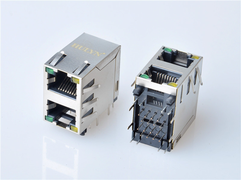 HULYN RJ45Jack, Shielded RJ45 Modular Jack Connector,with LEDs, 2x1 Ports,RJ45 connector LED