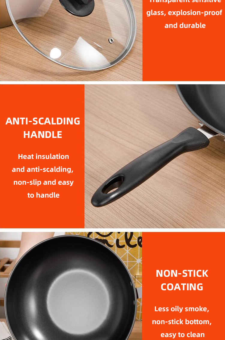 Customized Logo Cast Iron Cookware Set 3 Piece Non Stick With Plastic Handle
