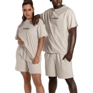 Quality Customized Women Summer 2 Piece Tracksuit Short Set Unisex Sweatsuit Printed Short Sleeve Summer Shorts T Shirt Set for Men wholesale