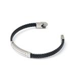Leather rope bracelet trendy retro leather woven stainless steel men's bracelet