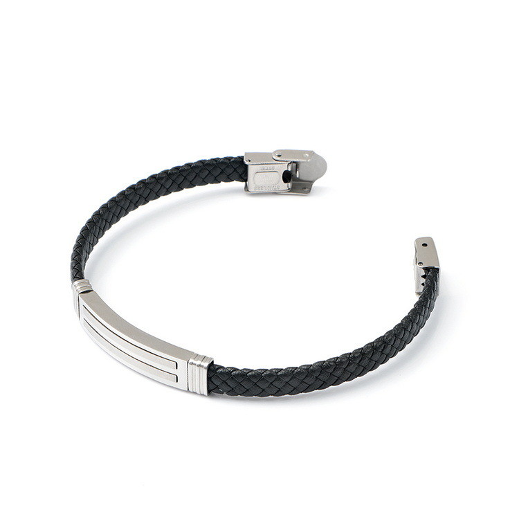 Leather rope bracelet trendy retro leather woven stainless steel men's bracelet fashionable
