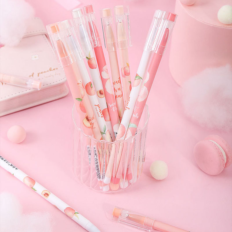 12pcs/box Cute Fruit Gel Pen Set for Student Writing 0.5mm Writing Width Novelty Design
