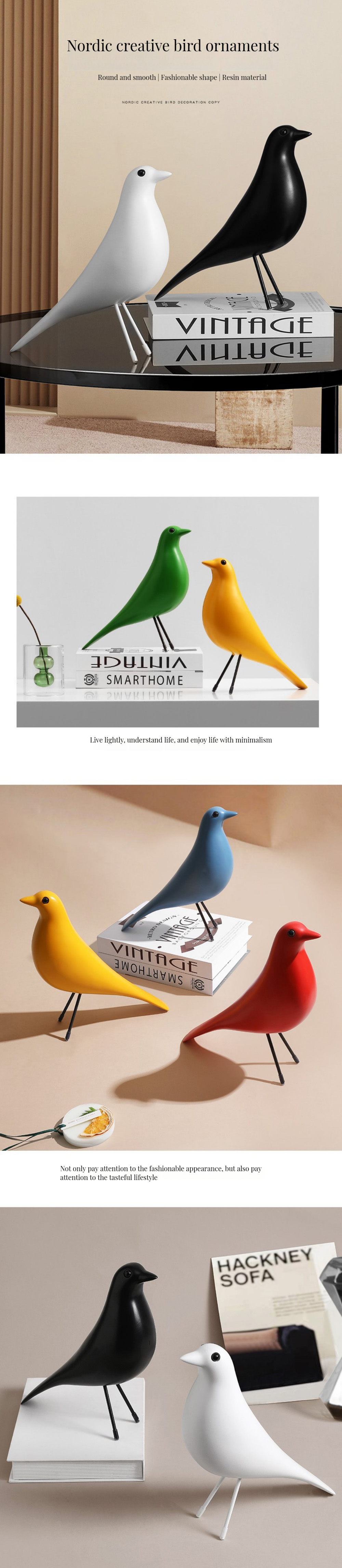 Stylish Modern Simple Style Resin Bird Ornament for Home Decor in Multiple Colors