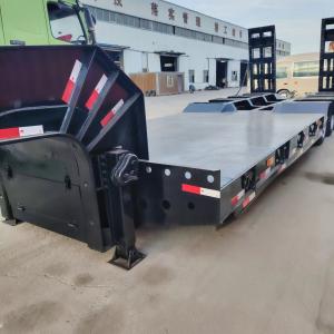 Quality New 3 Axle Lowbed Trailer Transport Bulldozer Lowboy Gooseneck Semi Trailer With Mechanical Suspension wholesale