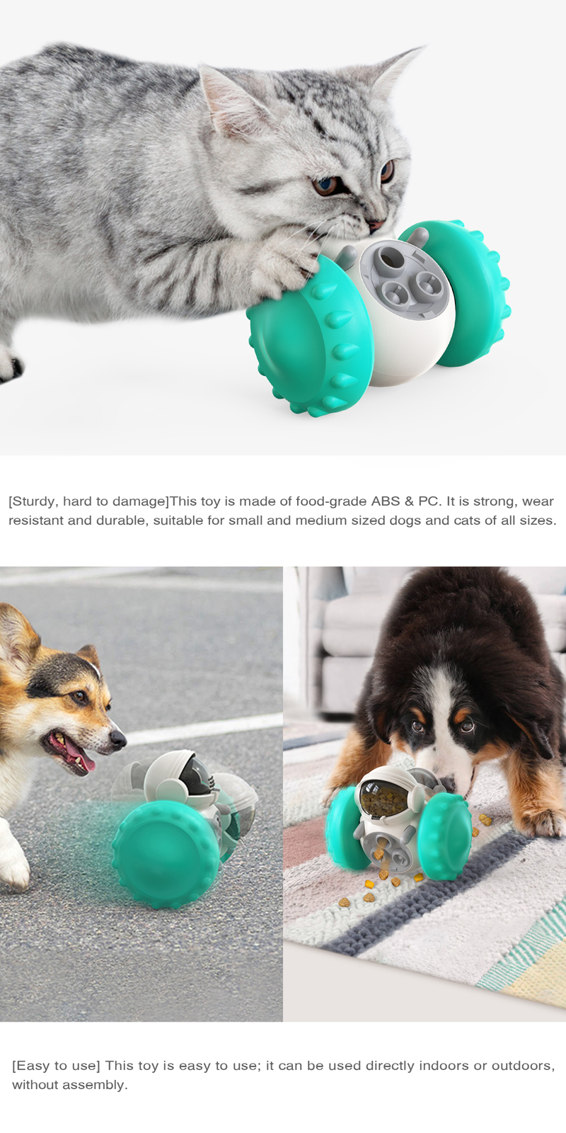 Pet Toy Playing ABS PC Fun IQ Treat Interactive Food Dispensing Ball Dogs and Cats Pet