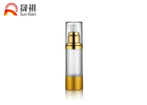 Quality Custom Airless Pump Bottles Cosmetic Transparent Golden Collar AS Body SR-2108C wholesale