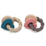 Antibacteria Ocean Blue Silicone Wood Teether Easy To Grab Shake