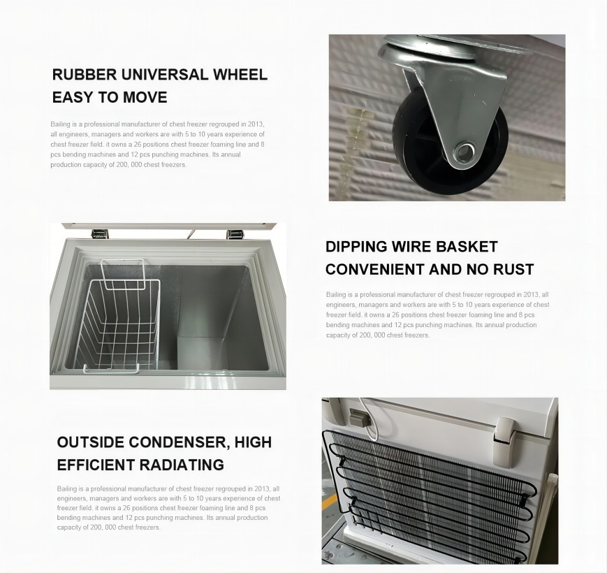 White Coating Deep Chest Freezer 220V / 50Hz With Sliding Glass