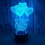New Happy Birthday Romantic Valentine Heart 3D night Light gift Creative Touch
