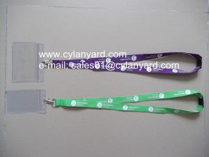Quality Dyed polyester neck ribbon with id card sleeve and printed logo, wholesale