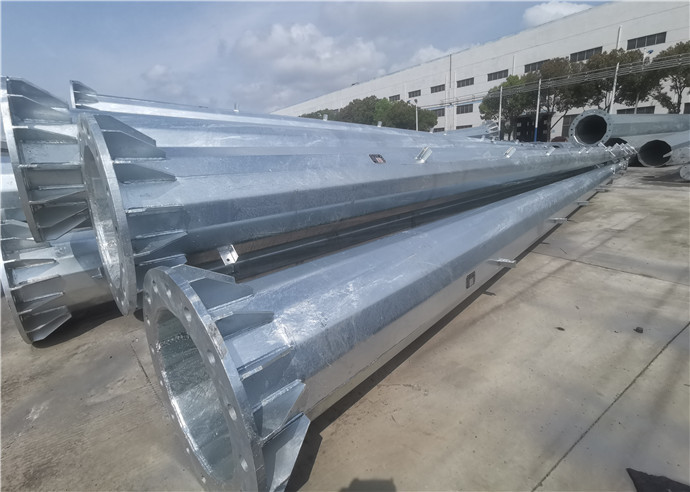 Dodecagonal Electric Galvanized Steel Pole / Long Steel Power Pole