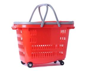 Quality Storage Rolling Shopping Plastic Trolley Baskets With Wheels And Handles wholesale