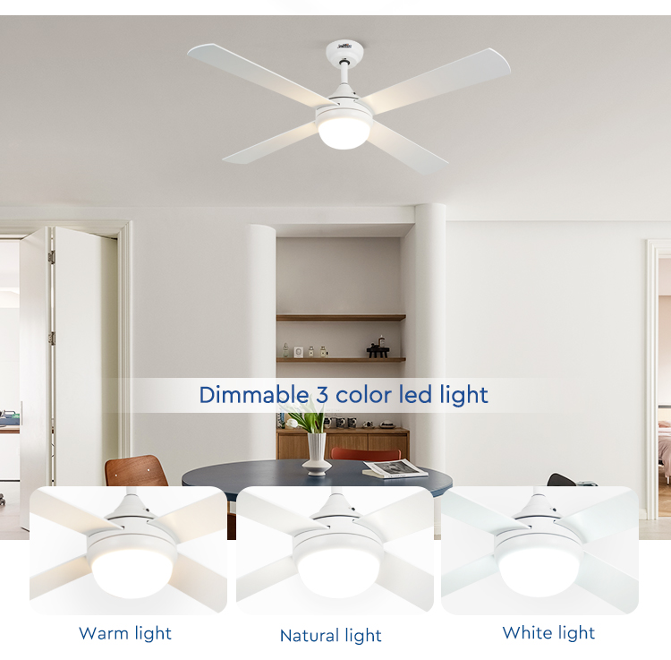 LED Ceiling Fan with Light and AC Motor Stylish Design Support Dimmer 4 MDF Blades