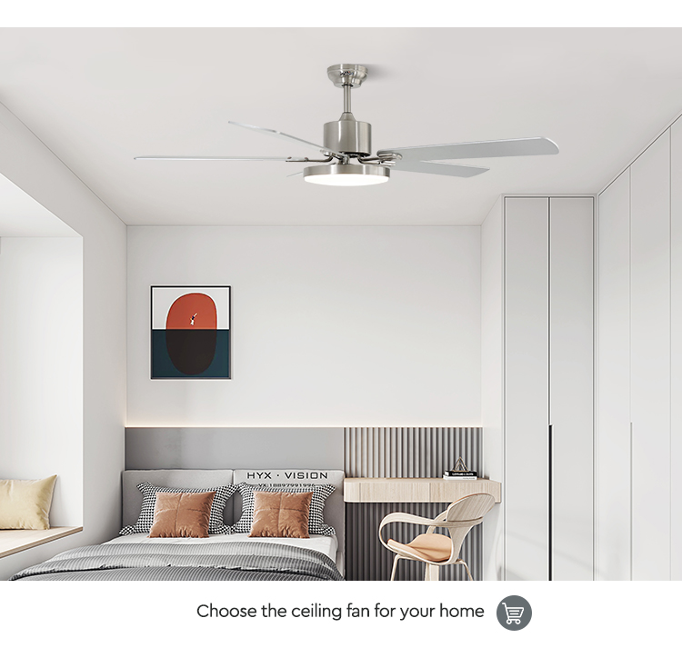 Smart Home 58 Inch Ceiling Fan with 5 MDF Blades and Remote Control 3 Color LED Light