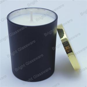 Quality black candle container, candle cup with gold lid in home decor wholesale