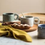 300ML Ceramic Nordic Ring Handle Coffee Mug Speckled Brief Novelty Pattern Milk