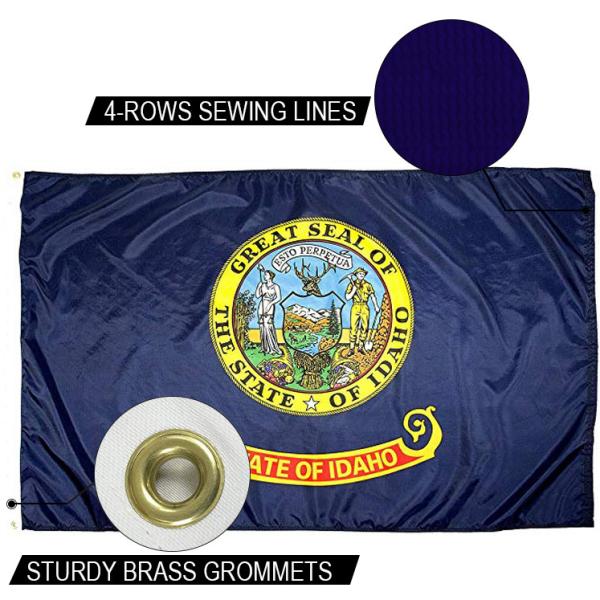 State of Idaho Flag 3x5 ft Outdoor Dupont Heavy duty Nylon US Flags Brass
