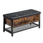 Faux Leather Storage Bench, Shoe Bench with Cushion, Industrial Shoe Rack,