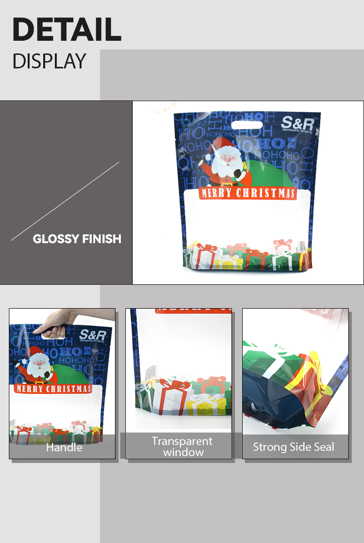 Candy OPP Snack Packaging Bags SGS Transparent Stand Up Pouches With Single Hole Handle