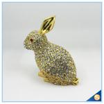 Handcraft Metal Rabbit Shape Trinket Box Full Of Rhinestone Lucky jewelry Box