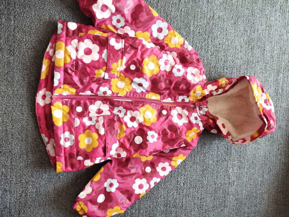 Autumn Winter Long Girls Hooded Winter Coat Floral Printed
