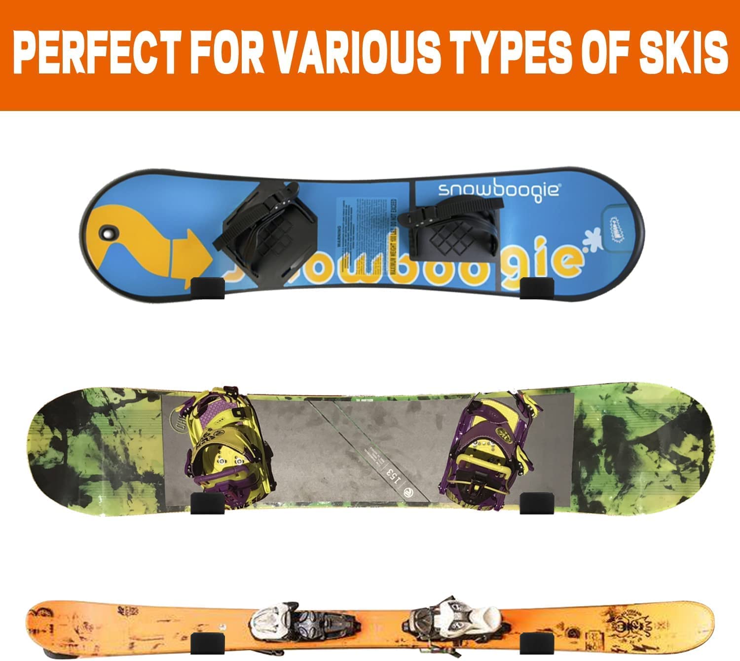 Metal Rack for Snowboard and Ski Display and Storage Wall Mounted for Home and Garage