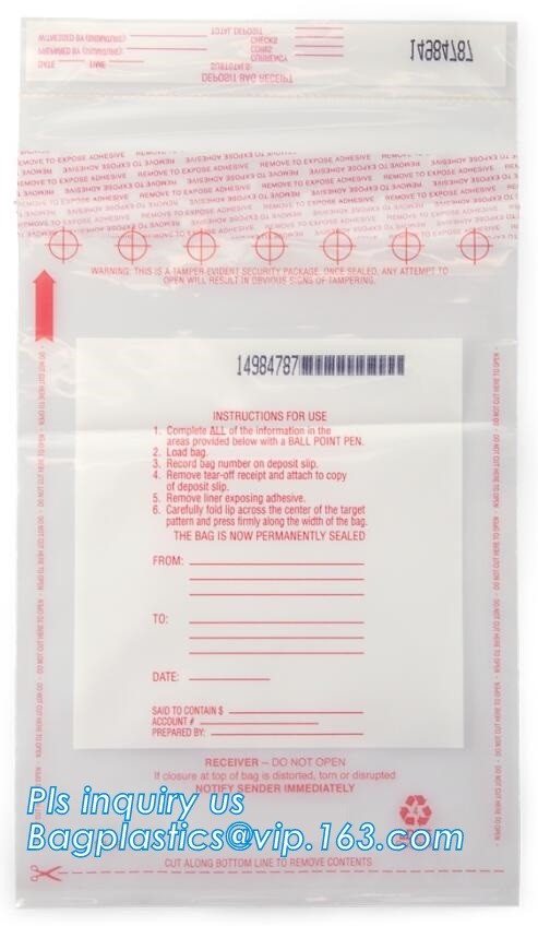 Opaque Tamper Evident Sealing Plastic Bank Money Steb Security Bag / Custom Self Adhesive Plastic Courier Bag, bagease
