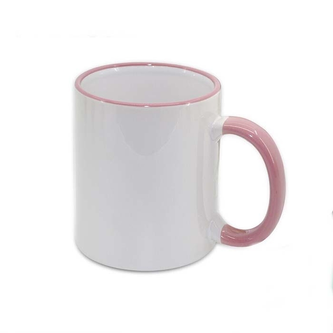 Custom Blank Sublimation Ceramic Mug Rim Colored 11oz Sturdy Design