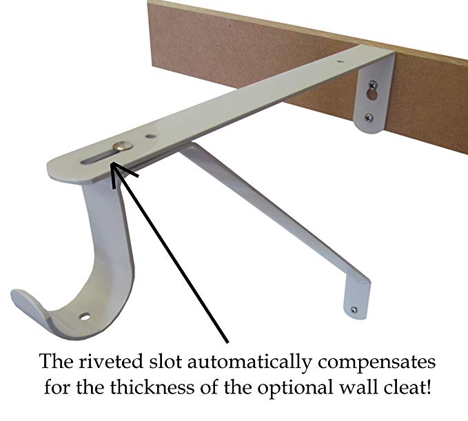 Nonstandard Adjustable White Closet Rod and Shelf Support Bracket Single-side Bracket