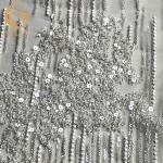 Beautiful White Embroidered Glitter Lace Fabric MDX 20％ Polyester For Dresses