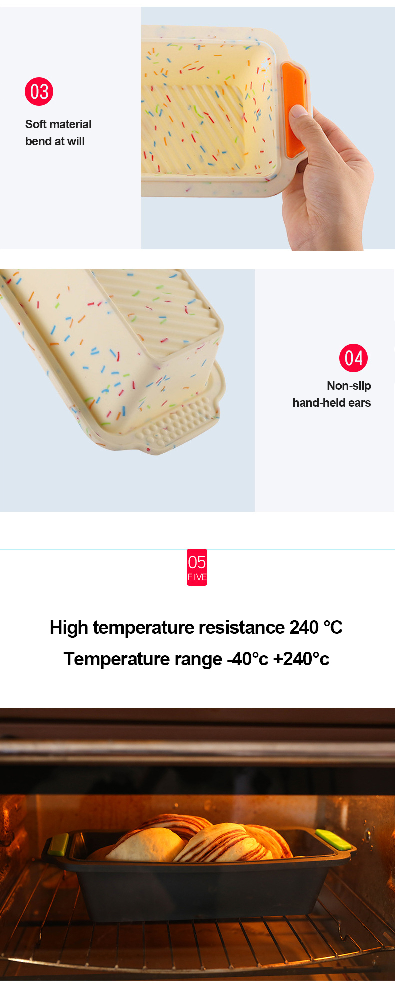 Non Stick Rectangle Loaf Toast Silicone Bread Pan