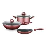 Multifunctional Burgundy Non-Stick Aluminum Cookware 3-Piece Set