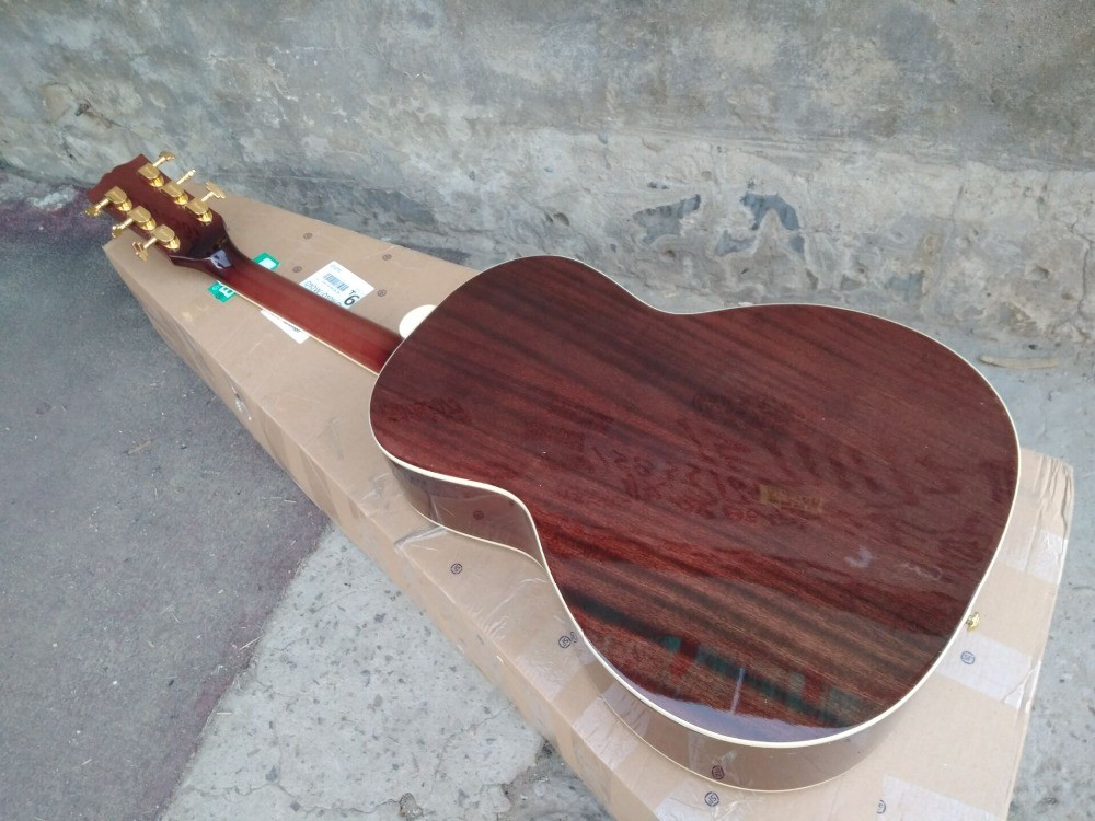 acoustic guitar 00 solid spruce parlor acoustic guitar OOO body maroon color customize white pearl vintage guitar