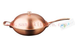 Quality Cooking wok with material titanium and copper claded ,thickness 1.5mm and diamter 30cm wholesale