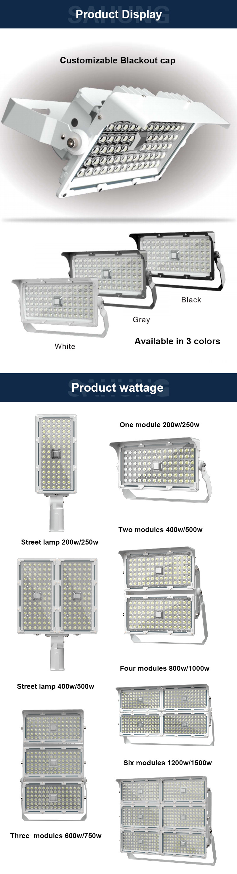 Ip66 Smd Typ AC LED Street Light 500W Aluminum Module Lamp For Road