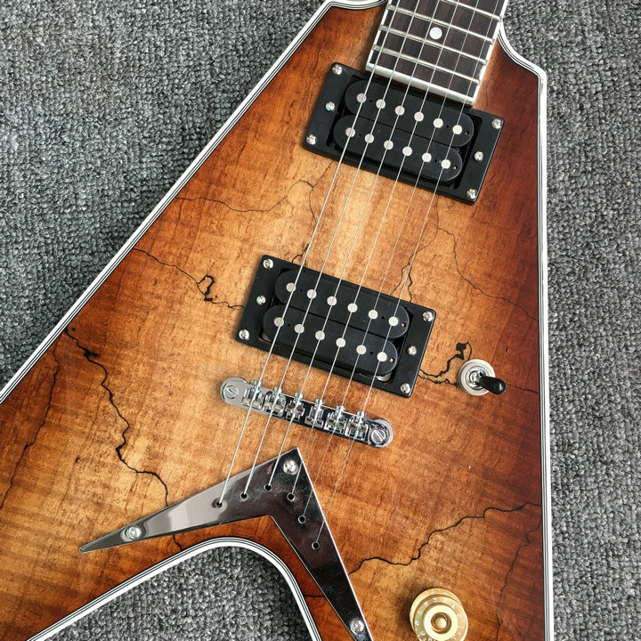 Emerald natural Flying V Electric Guitar China OEM Custom Body flying v guitar& Kits