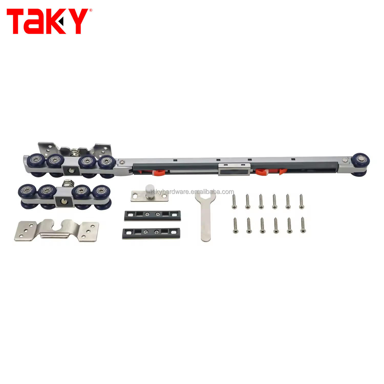 Iron Nylon Furniture Wardrobe Door Hanging Track Double Single Soft Closing 8 Wheel Sliding Door Pulley Damper Rollers